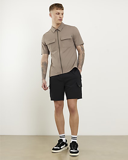 Black Skinny Fit Cargo Shorts