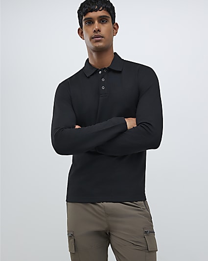 Black Muscle Fit Polo Shirt