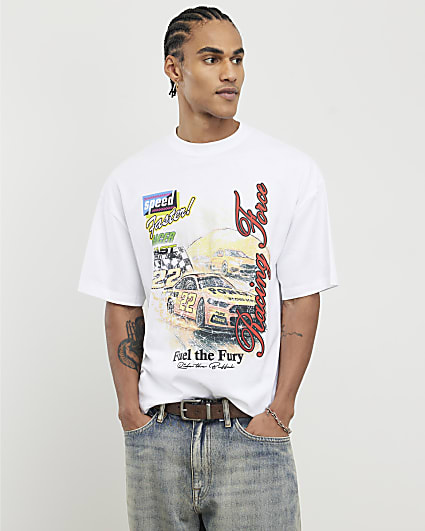 White Oversized Fit Fuel The Fury T-Shirt