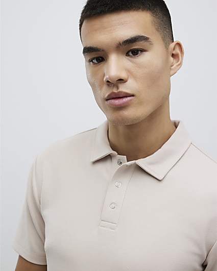 Beige Muscle Fit Polo Shirt