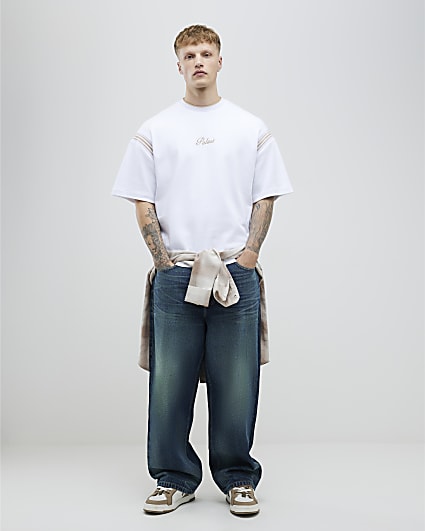 White Oversized Fit Palais Stripe T-Shirt