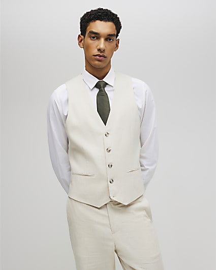 Cream Linen Blend Waistcoat