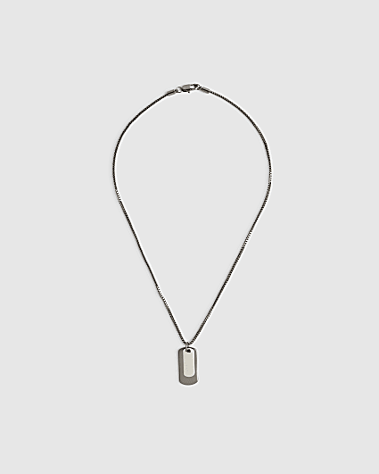 Silver Metal Double Dog Tag Necklace