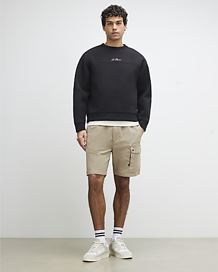 Beige Regular Fit Cargo Shorts