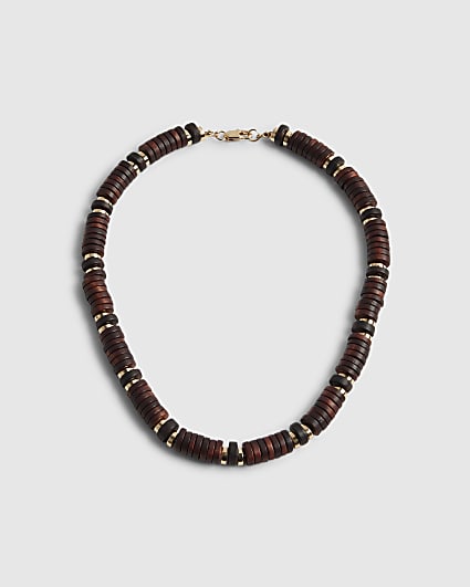 Brown Wooden Beaded Necklace