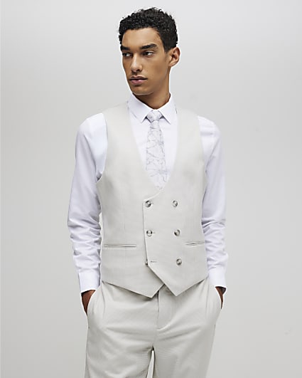 Cream Puppytooth Suit Waistcoat