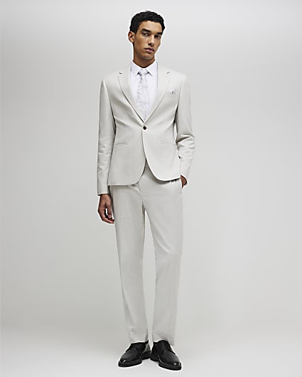 Grey Slim Fit Puppytooth Suit Trousers