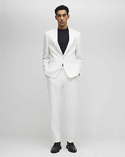 White Slim Fit Suit Trousers