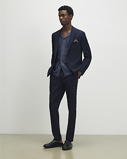 Navy Skinny Fit Suit Trousers