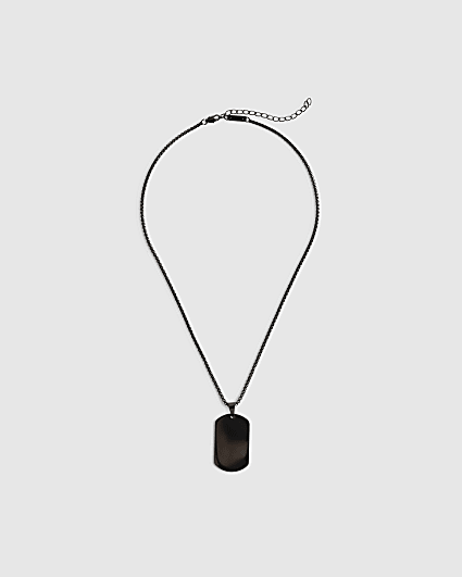 Black Steel Black Tag Necklace