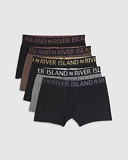 Black RR Print Metallic Pack Of 5 Trunks