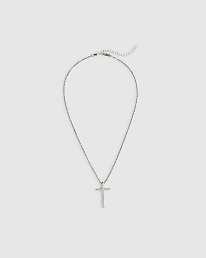Silver Steel Cross Necklace