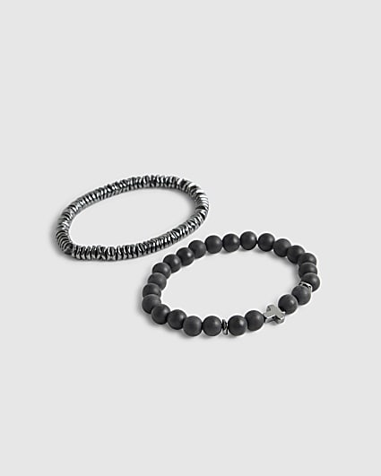 Black Hematite Cross Beaded Bracelet Pack