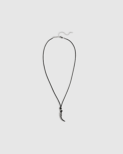 Black Corduroy Tusk Necklace