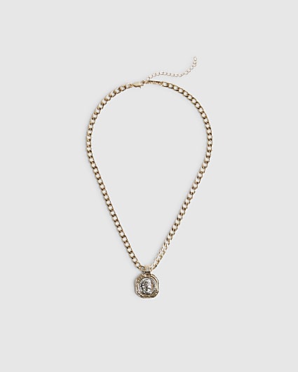 Gold Mixed Metal Coin Necklace