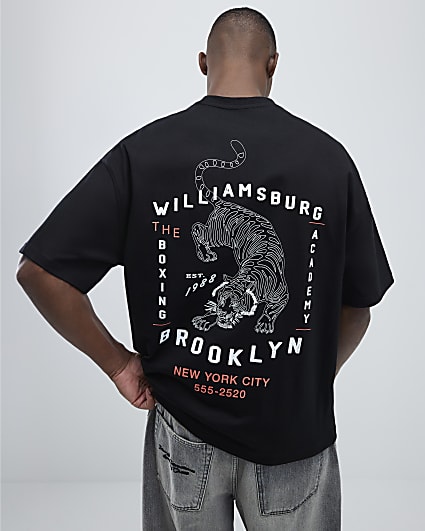 Black Oversized Fit Brooklyn Tiger T-Shirt