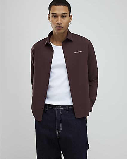 Brown Regular Fit Winter Floral Shirt