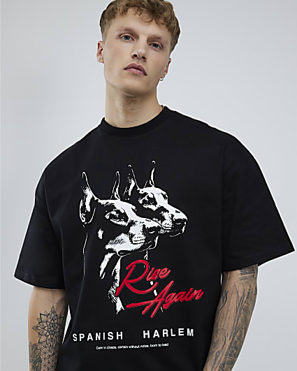 Black Oversized Fit Doberman Alpha T-Shirt