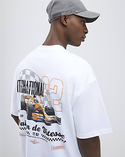 White Oversized Fit F1 T-Shirt