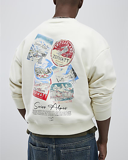Cream Regular Fit Swiss Ski Badge Sweatshirt