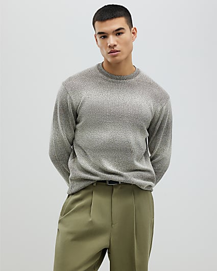 Green Slim Fit Gradient Jumper