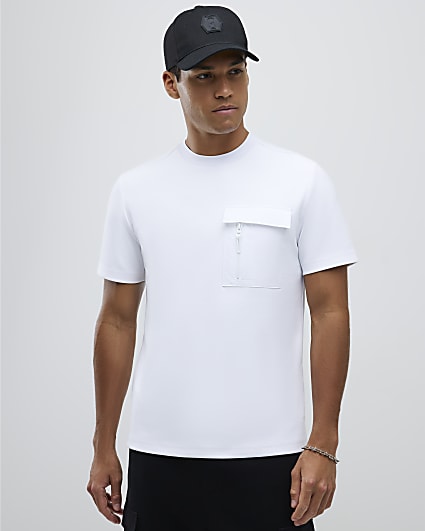 White Short Sleeve Slim Fit Pocket T-shirt