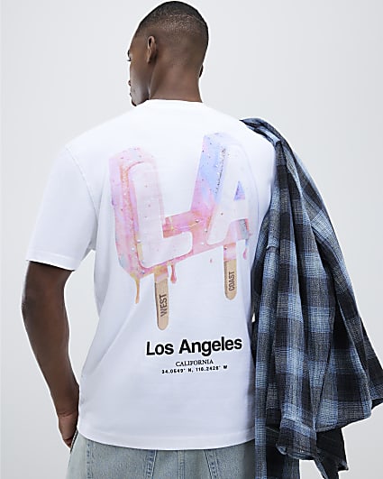 White Regular Fit LA Ice Cream T-Shirt