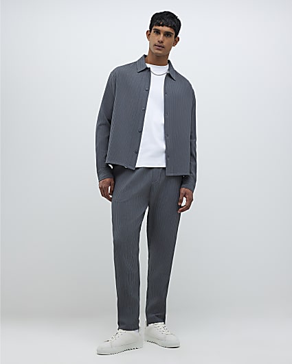 Grey Slim Fit Plisse Joggers