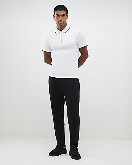 White Muscle Fit Les Amis Stripe Polo Shirt
