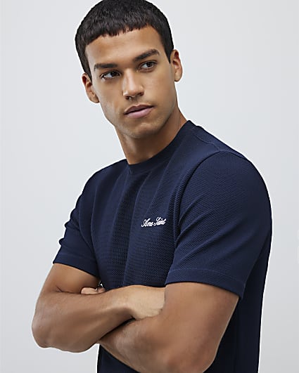 Navy Short sleeve Slim Ame Saint T-Shirt