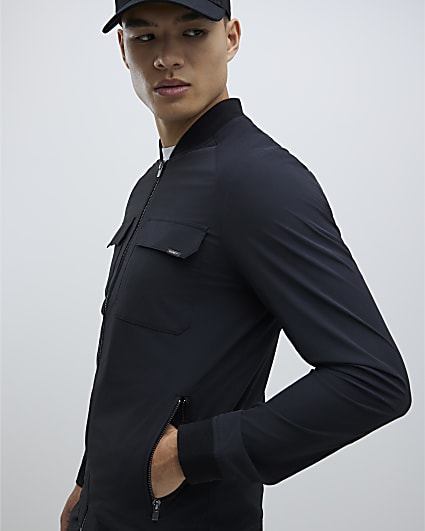 Black Muscle Fit Bomber Jacket
