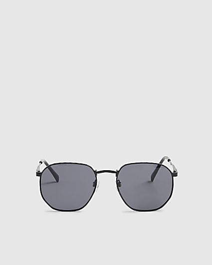 Black Monogram Hexagon Smoke Lens Sunglasses