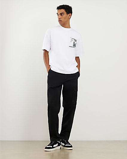 Black Regular Fit Cargo Trousers