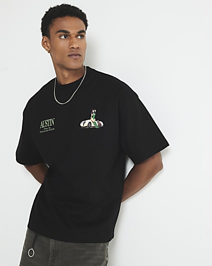 Black Oversized Fit Austin Car T-Shirt