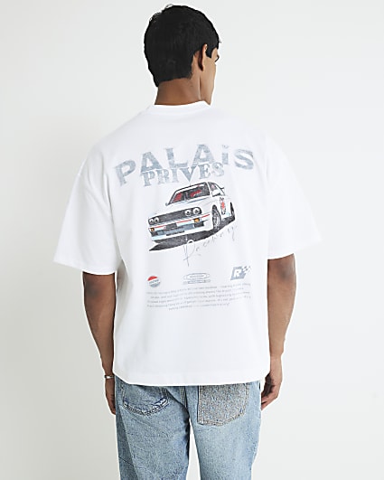 White Oversized Fit Palais Rally Car T-Shirt