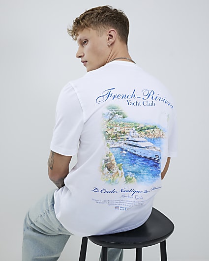 White Regular Fit French Riviera T-Shirt