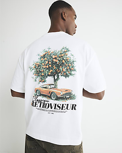 White Retroviseur Orange Tree Car T-Shirt