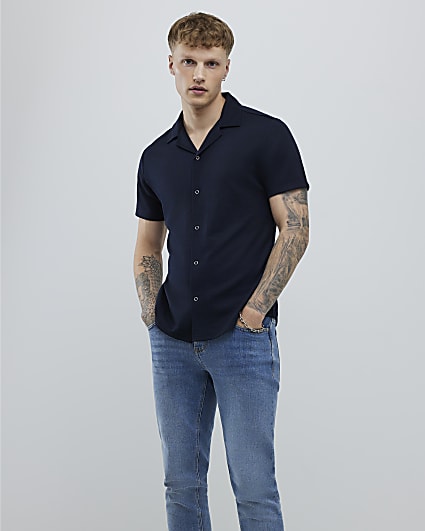 Navy Muscle Fit Shirt