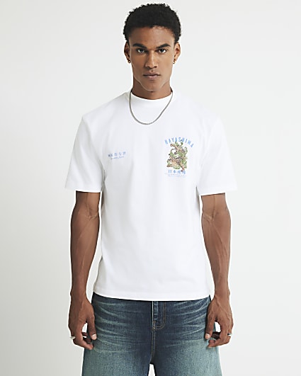 White Regular Fit Hayashima Graphic T-Shirt
