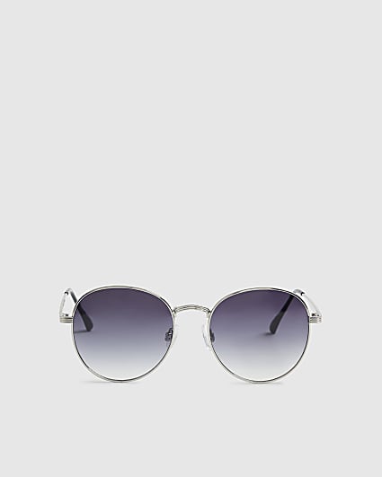 Silver Round Smoke Lens Sunglasses