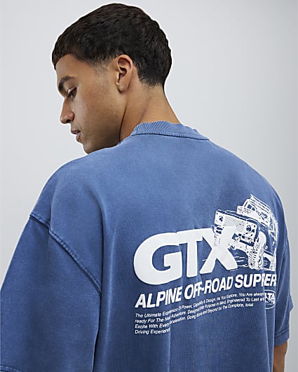 Blue Oversized Fit Racer T-Shirt