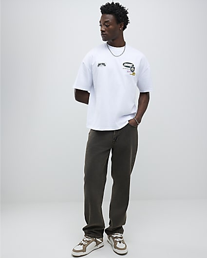 White Oversized Fit Alpine Badging T-Shirt