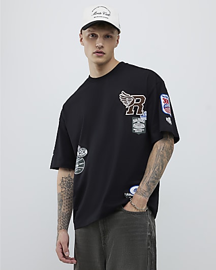 Black Boxy Fit Americana Badge T-Shirt