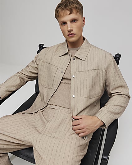 Beige Pinstripe Western Jacket