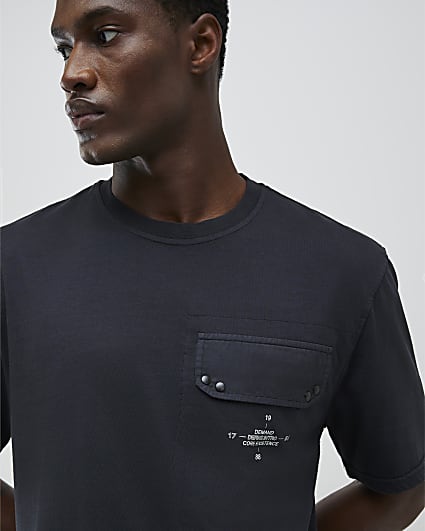 Grey Regular Fit Chest Pocket T-Shirt