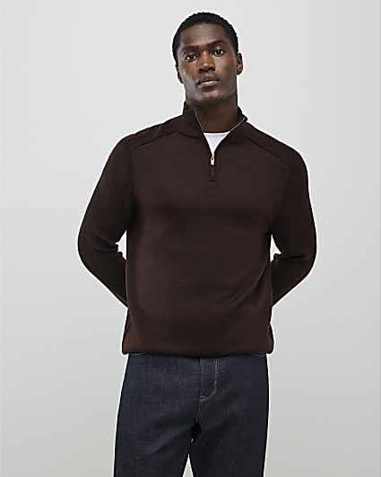 Brown Premium Funnel Neck Jumper