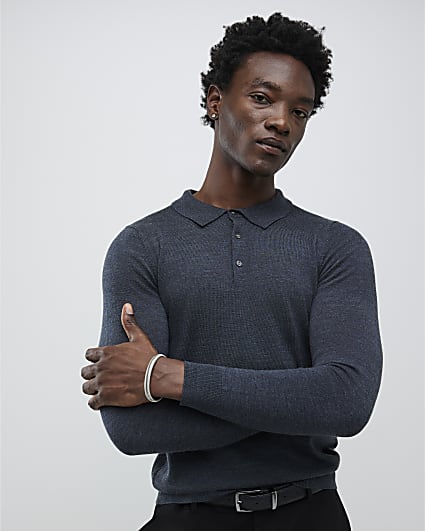 Grey Premium Merino Polo Shirt