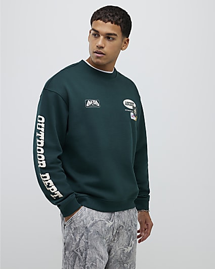Green Oversized Fit Alpine Badging Sweatshirt