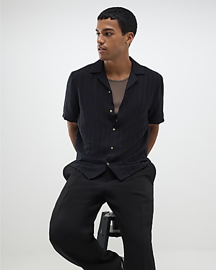 Black Regular Fit Textured Shirt