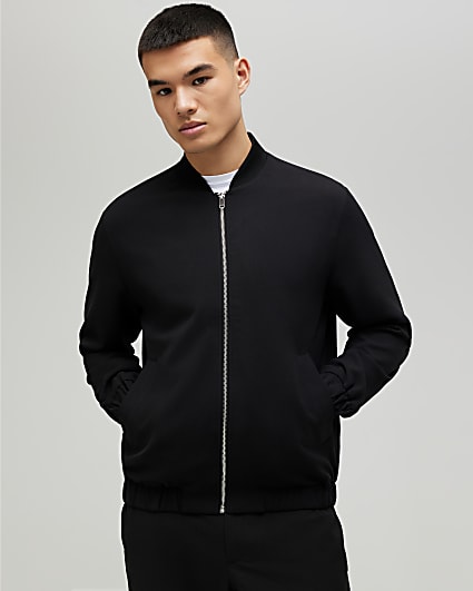 Black Slim Fit Bomber Jacket